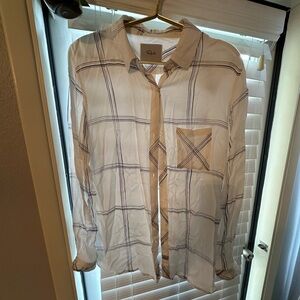 White Plaid Rails Collar Shirt - perfect beach cover up!